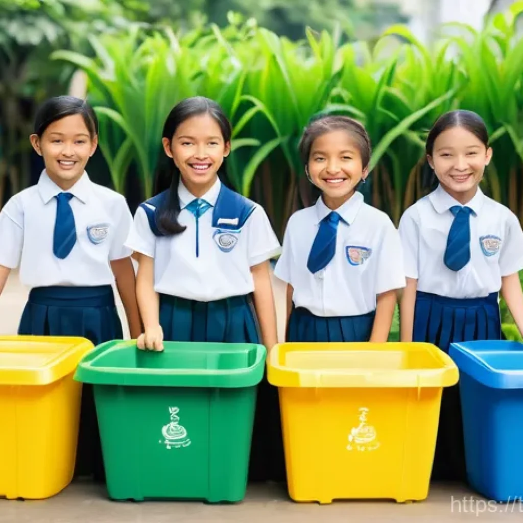 생태 리터러시 캠페인 성공 사례 분석 - **Prompt: Engaging Eco-Learning for Thai Children**
A vibrant, eye-level shot of a group of chee...