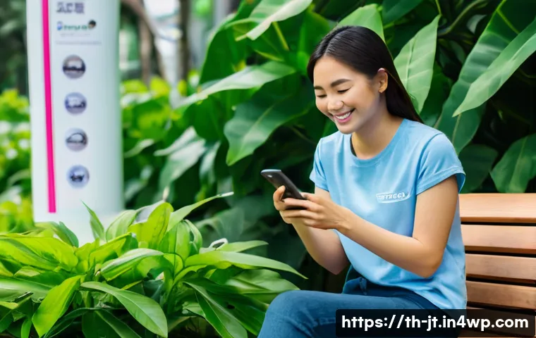 생태 리터러시 향상을 위한 기술적 도구 소개 - **Prompt:** A cheerful young Thai woman, dressed in a modest, light blue t-shirt and dark jeans, smi...
